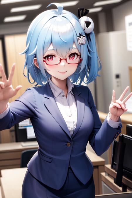 09870-977703003-masterpiece, best quality, highres, 1girl 33 hair ornament  glasses, smile, white shirt, suit, office lady.png